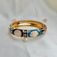 Handcrafted Gold Enamel Cat's Eye Cuff Bangle