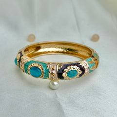 Handcrafted Gold Enamel Cat's Eye Cuff Bangle