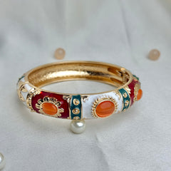 Handcrafted Gold Enamel Cat's Eye Cuff Bangle