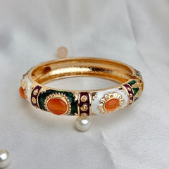 Handcrafted Gold Enamel Cat's Eye Cuff Bangle