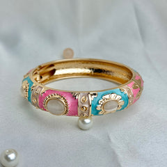 Handcrafted Gold Enamel Cat's Eye Cuff Bangle