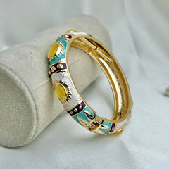 Handcrafted Gold Enamel Cat's Eye Cuff Bangle