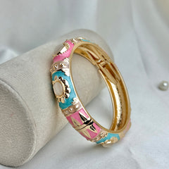 Handcrafted Gold Enamel Cat's Eye Cuff Bangle