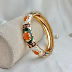 Handcrafted Gold Enamel Cat's Eye Cuff Bangle