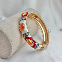 Handcrafted Gold Enamel Cat's Eye Cuff Bangle