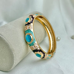 Handcrafted Gold Enamel Cat's Eye Cuff Bangle
