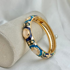 Handcrafted Gold Enamel Cat's Eye Cuff Bangle