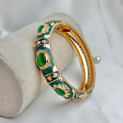 Handcrafted Gold Enamel Cat's Eye Cuff Bangle