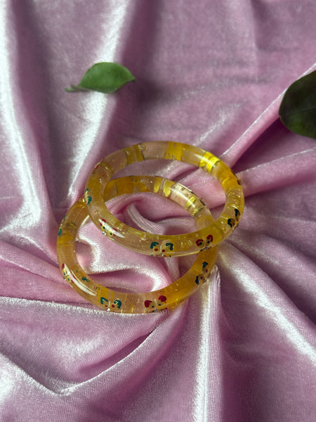 Handcrafted Transparent Floral Resin Bangles