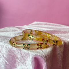 Handcrafted Transparent Floral Resin Bangles