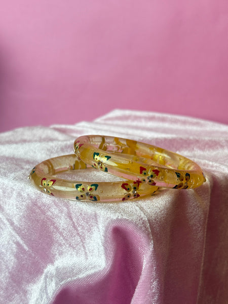 Handcrafted Transparent Floral Resin Bangles