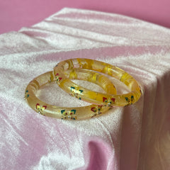 Handcrafted Transparent Floral Resin Bangles