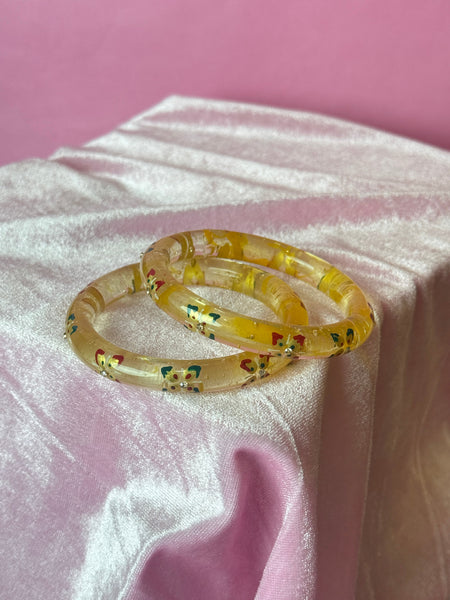 Handcrafted Transparent Floral Resin Bangles