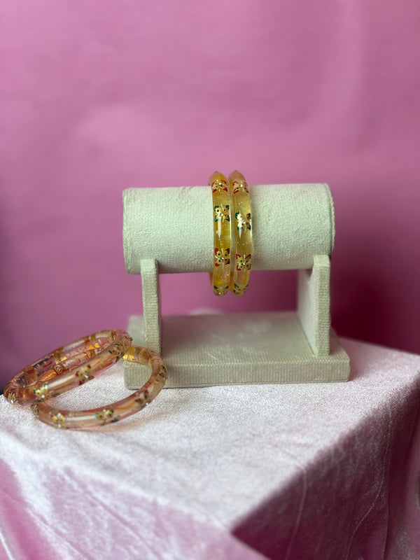 Handcrafted Transparent Floral Resin Bangles