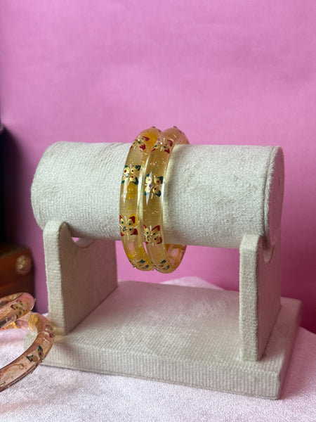 Handcrafted Transparent Floral Resin Bangles