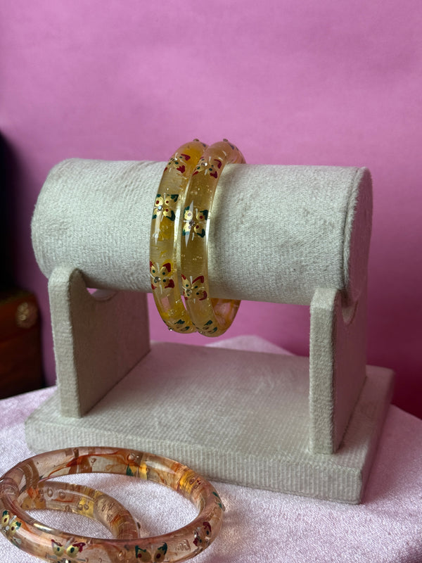 Handcrafted Transparent Floral Resin Bangles