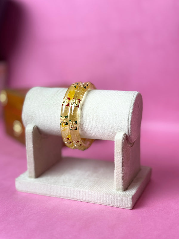 Handcrafted Transparent Floral Resin Bangles