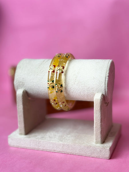 Handcrafted Transparent Floral Resin Bangles
