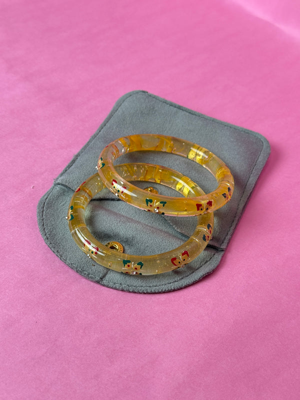 Handcrafted Transparent Floral Resin Bangles