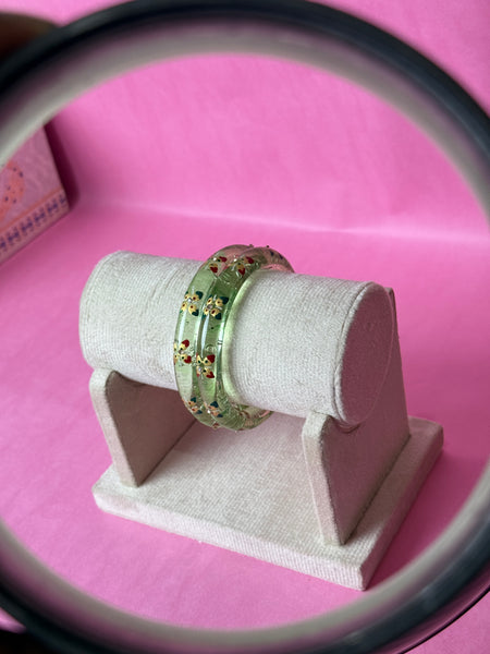 Handcrafted Transparent Floral Resin Bangles