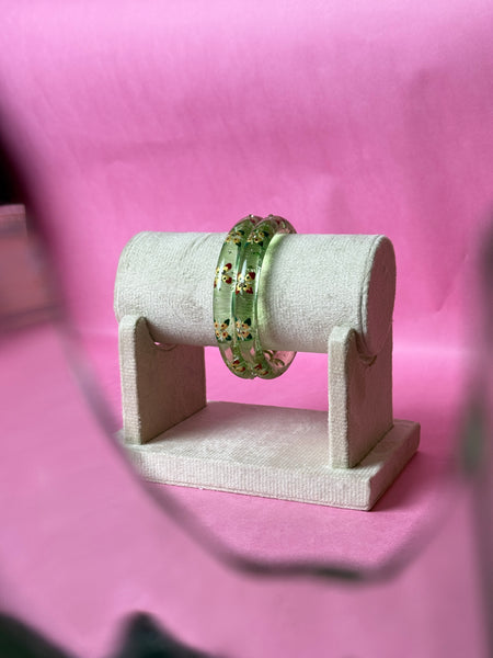 Handcrafted Transparent Floral Resin Bangles