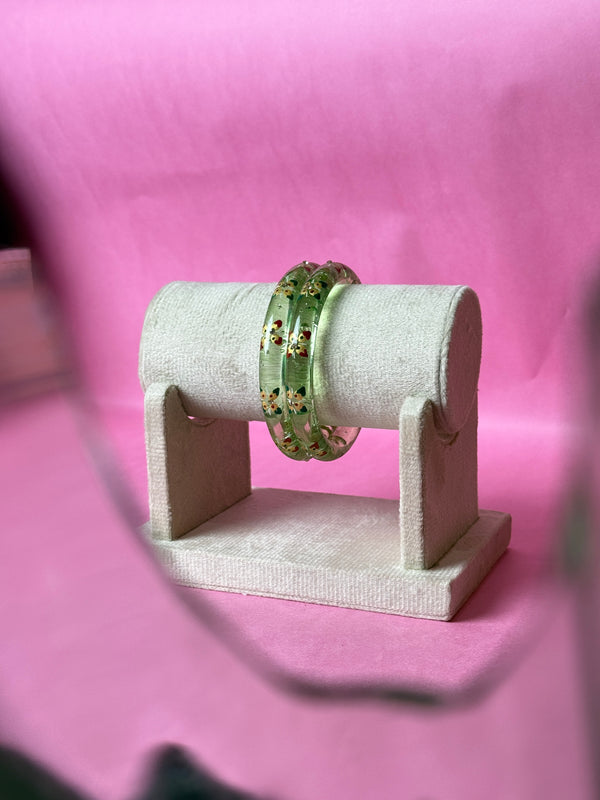 Handcrafted Transparent Floral Resin Bangles
