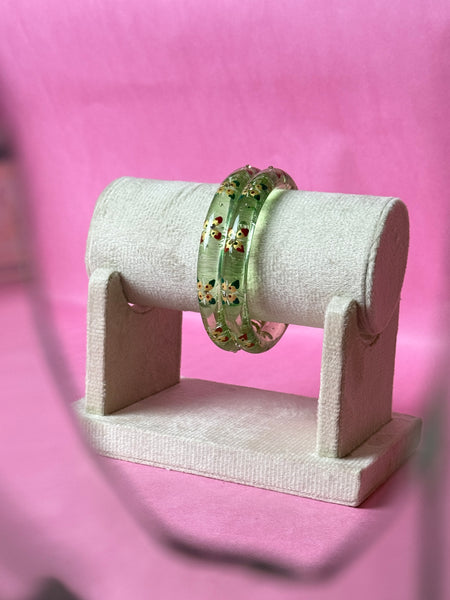 Handcrafted Transparent Floral Resin Bangles