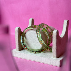 Handcrafted Transparent Floral Resin Bangles