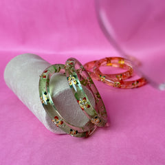 Handcrafted Transparent Floral Resin Bangles