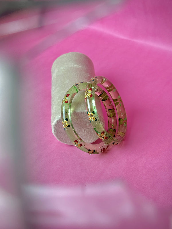 Handcrafted Transparent Floral Resin Bangles