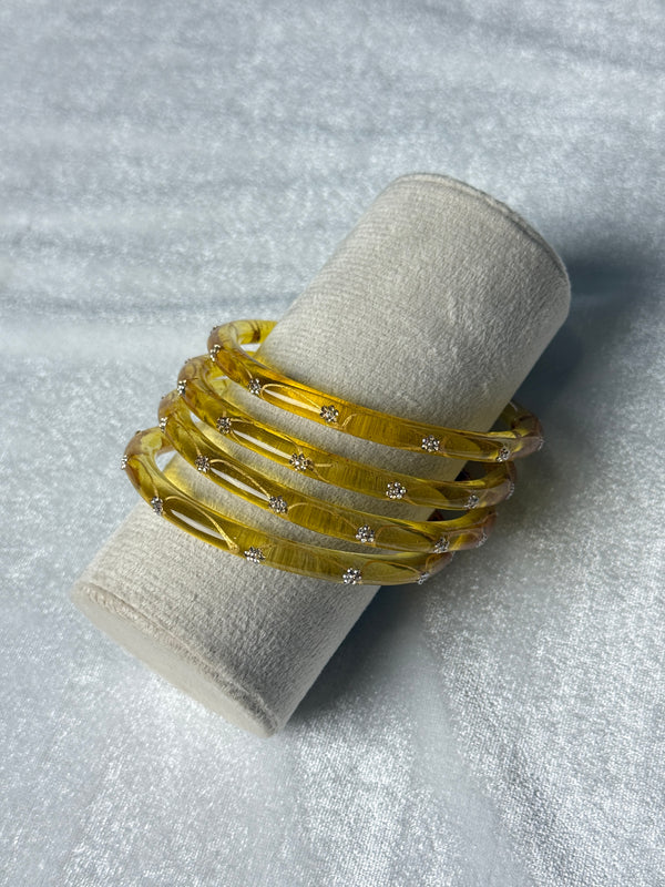 Yellow Resin Crystal Bangles