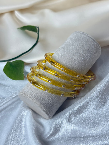 Yellow Resin Crystal Bangles