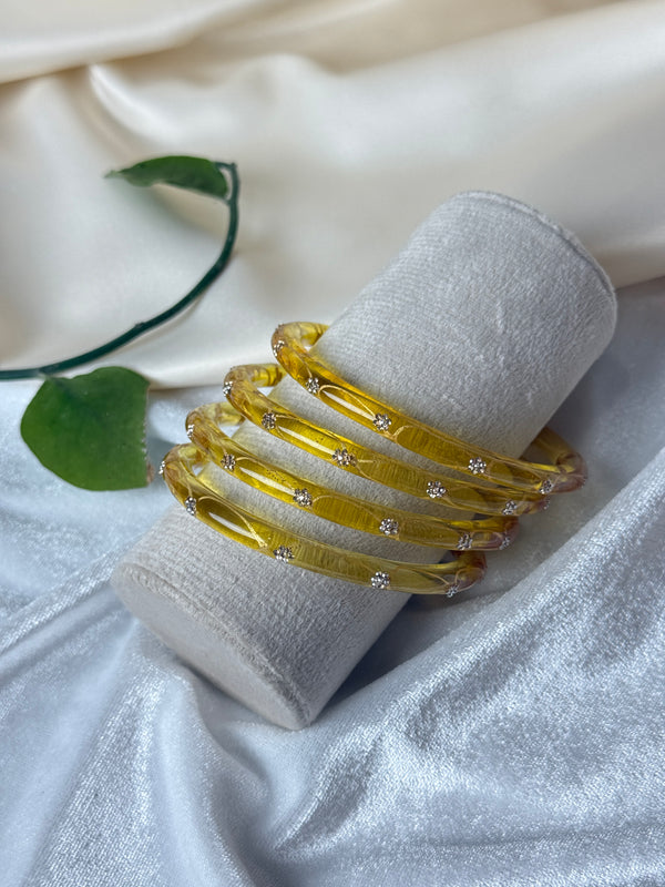 Yellow Resin Crystal Bangles