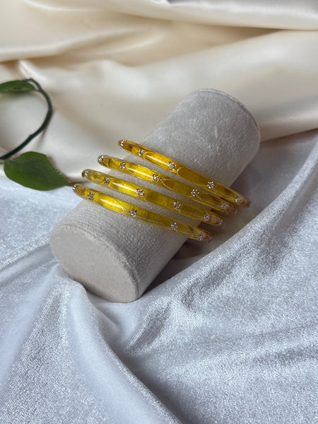Yellow Resin Crystal Bangles