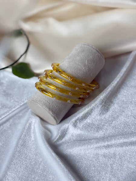 Yellow Resin Crystal Bangles