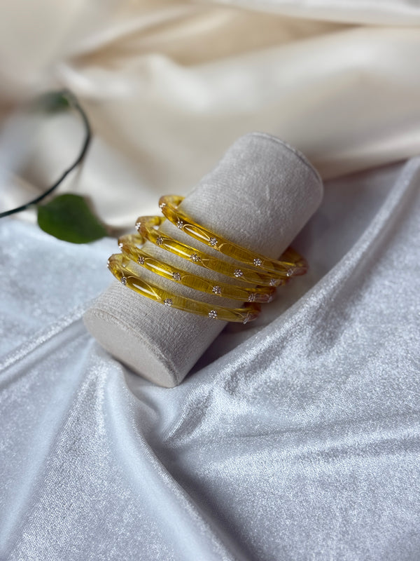Yellow Resin Crystal Bangles