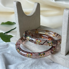 Handcrafted Transparent Floral Resin Bangles