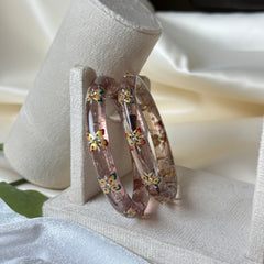 Handcrafted Transparent Floral Resin Bangles