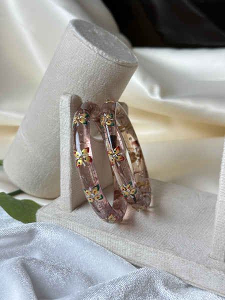 Handcrafted Transparent Floral Resin Bangles