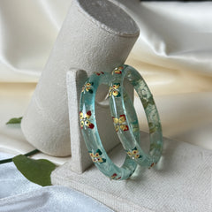 Handcrafted Transparent Floral Resin Bangles