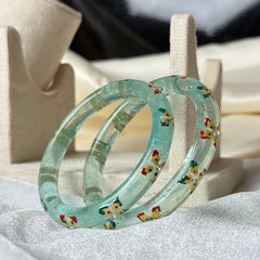 Handcrafted Transparent Floral Resin Bangles