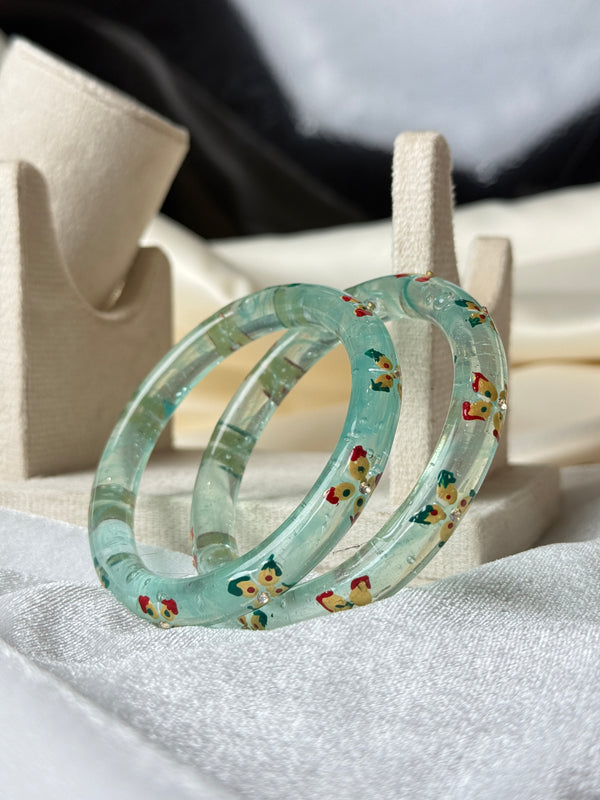 Handcrafted Transparent Floral Resin Bangles