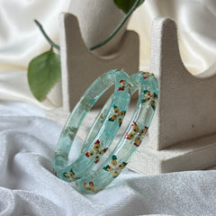 Handcrafted Transparent Floral Resin Bangles