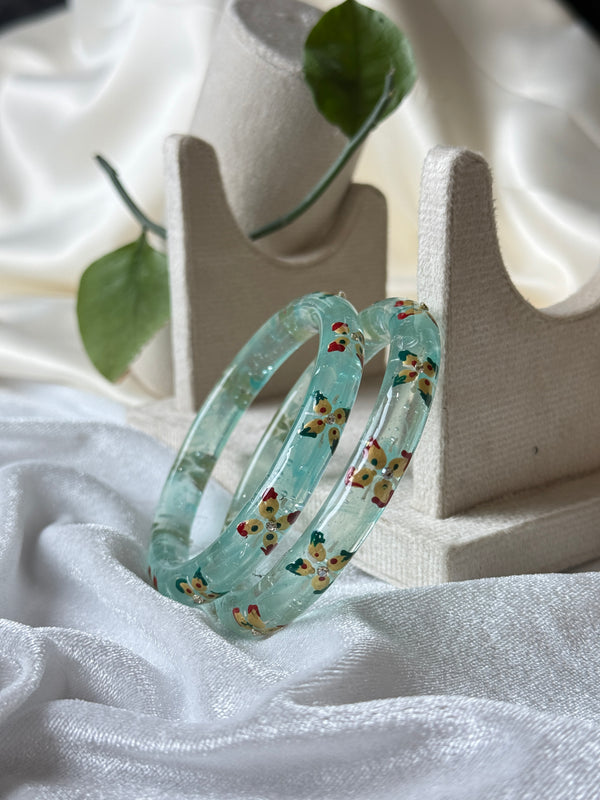 Handcrafted Transparent Floral Resin Bangles