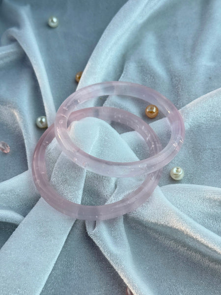 Handcrafted Rose Pink Bubble Resin Bangles Set View 10