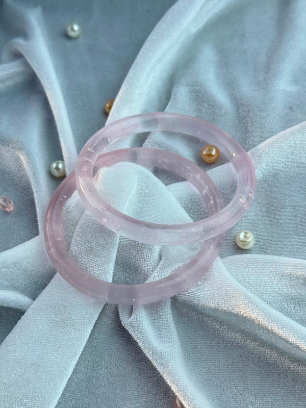 Handcrafted Rose Pink Bubble Resin Bangles Set View 10