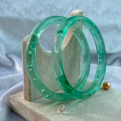 Handcrafted Mint Green Bubble Resin Bangles Set View 1