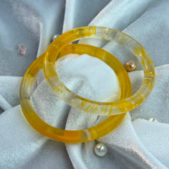 Handcrafted Sun Yellow Bubble Resin Bangles Set View 3