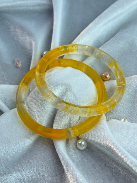 Handcrafted Sun Yellow Bubble Resin Bangles Set View 3