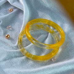 Handcrafted Sun Yellow Bubble Resin Bangles Set View 6